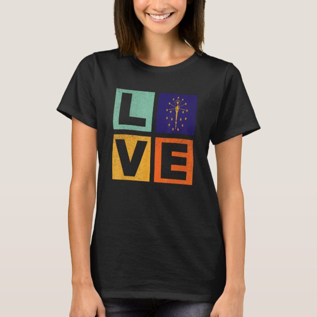 Indiana Flag  Love Indiana T-Shirt (Vorderseite)