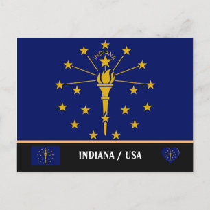 Indiana-Flagge & Indiana Bundesstaat USA / Amerika Postkarte
