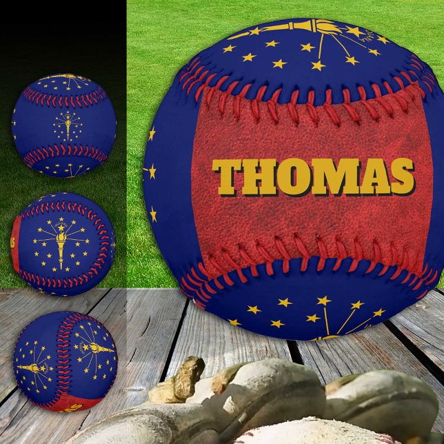 Indiana-Flagge, Indiana, Monogramm/Baseball-Bälle Baseball (Von Creator hochgeladen)