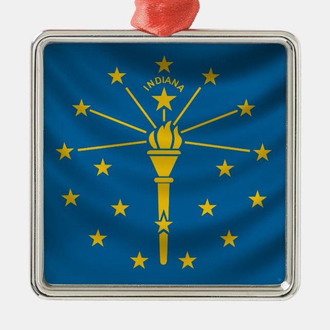 Indiana-Flagge Silbernes Ornament (Vorne)