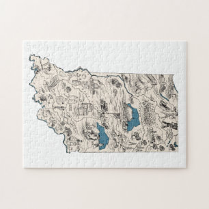 Indiana-förmige Hoosier-Vintage-Bildkarte Puzzle