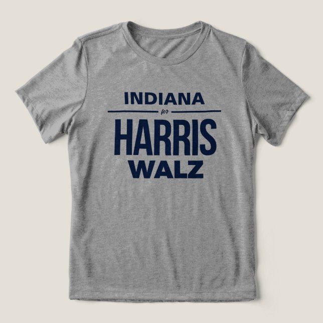 Indiana für Harris Walz Tri-Blend Shirt (Design Vorderseite)