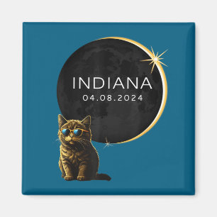 Indiana Gesamte Sonnenfinsternis Katze Illustratio Magnet