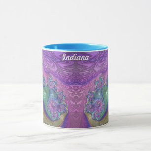 INDIANA ~ GLOSSY 3D Glossy Green Lila Blue ~ Tasse