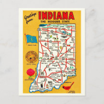 Indiana Hoosier Landkarten-Postkarte