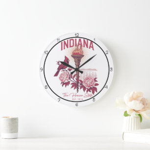 Indiana Hoosier State Wandkunst Große Wanduhr