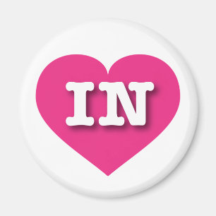 Indiana Hot Pink Heart - I Liebe IN Magnet
