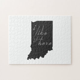 Indiana I like it Hier Staat Silhouette Black Puzzle