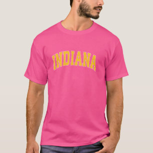 Indiana in Vintag Athletic Sports Design Gelb T-Shirt