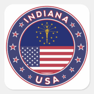 Indiana, Indiana-T - Shirt, Indiana-Aufkleber, Quadratischer Aufkleber