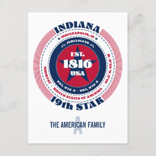 Indiana, Indianapolis, IN, Patriotic, Monogram Postkarte
