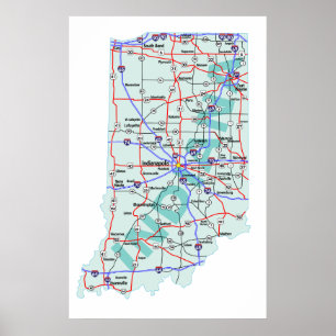 Indiana Interstate Map drucken Poster