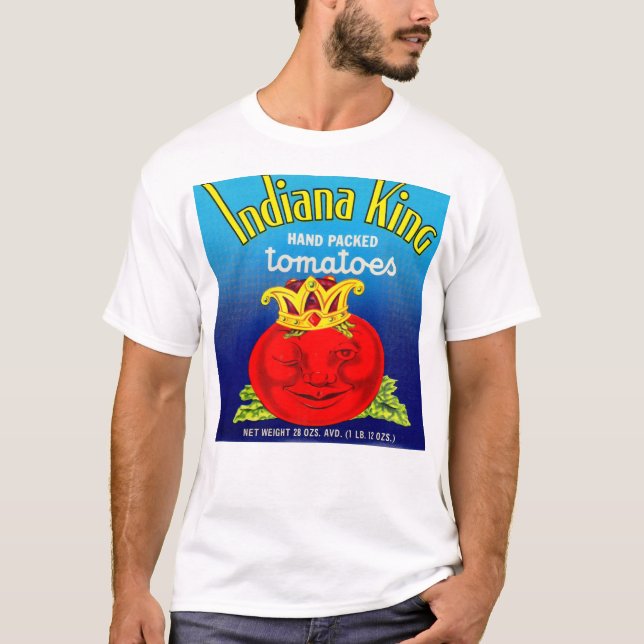 Indiana-King-Tomaten-Etikett T-Shirt (Vorderseite)