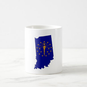 Indiana Kontur Karte und Flagge Kaffeetasse