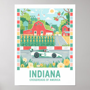 Indiana Kreuzung Amerikas Sommer Reise Poster