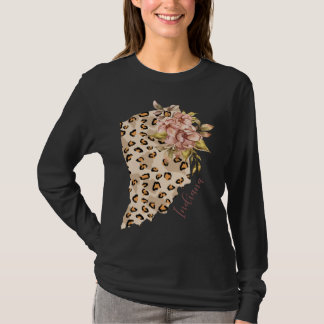 Indiana Leopard Pattern Map Leo State Of Indiana T-Shirt