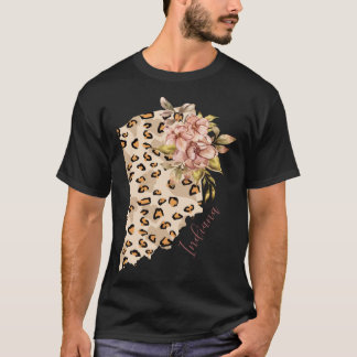 Indiana Leopard Pattern Map Leo State Of Indiana T-Shirt