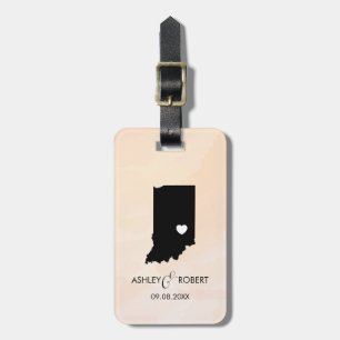 Indiana Map Wedding Luggage Tag, Couple's Name Gepäckanhänger