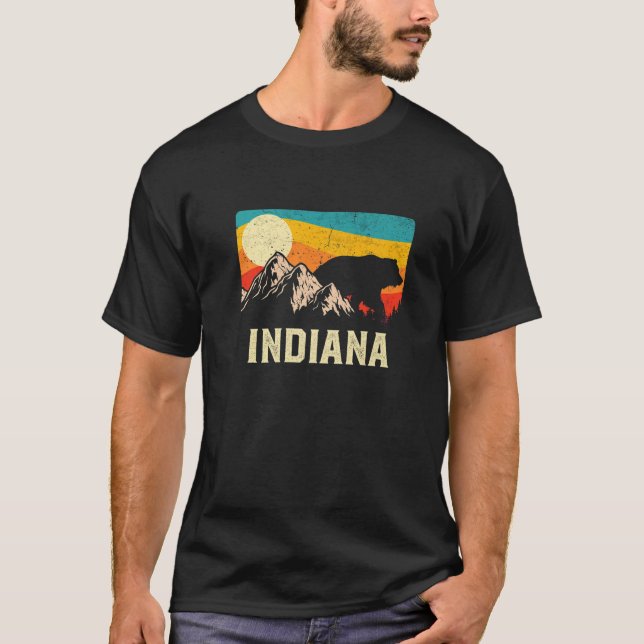 Indiana Nature Wilder Bär Retro T-Shirt (Vorderseite)
