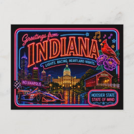 Indiana Neon State Retro Vintage Postkarte