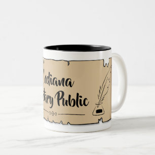 Indiana Notary Public Scroll Feather Quill Zweifarbige Tasse