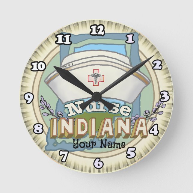 Indiana Nurse Runde Wanduhr (Vorderseite)