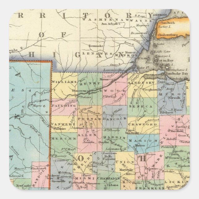 Indiana, Ohio Quadratischer Aufkleber (Vorderseite)