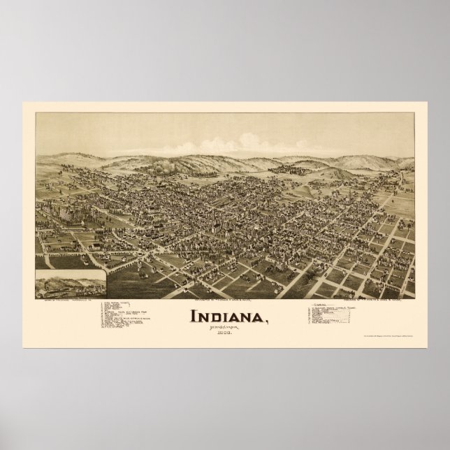 Indiana, PA Panoramic Map - 1900 Poster (Vorne)