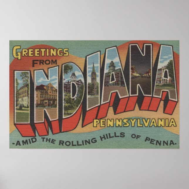 Indiana, Pennsylvania - Große Buchstabenszenen Poster (Vorne)