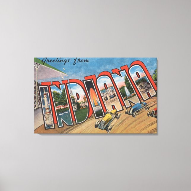 Indiana (Racececar)Große BuchstabenszenenIndiana Leinwanddruck (Vorderseite)