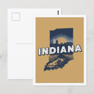 Indiana Retro-Reise-Design Ikonische US-Bundesstaa Postkarte