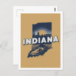 Indiana Retro Travel Design Iconic US Staaten Postkarte