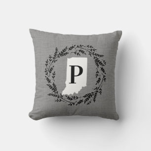 Indiana Rustic Wreath Monogram Kissen Kissen