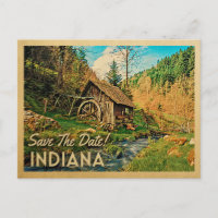 Indiana Save the Date Rustikale Hüttenmeilenwälder