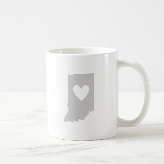 Indiana Shaped Gray Heart Indianan Liebe Hoosier Tasse (Rechts)