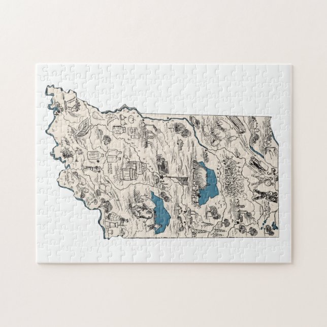 Indiana Shaped Hoosier Vintag Picture Map Puzzle (Horizontal)