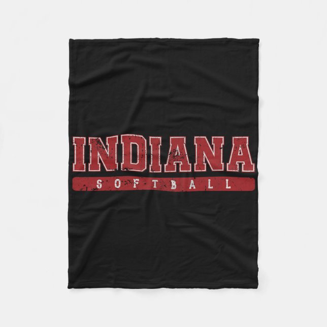 Indiana Softll Rot Vintage Text  Fleecedecke (Vorderseite)
