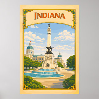 Indiana Soldiers and Sailors Monument im Vintage-S Poster