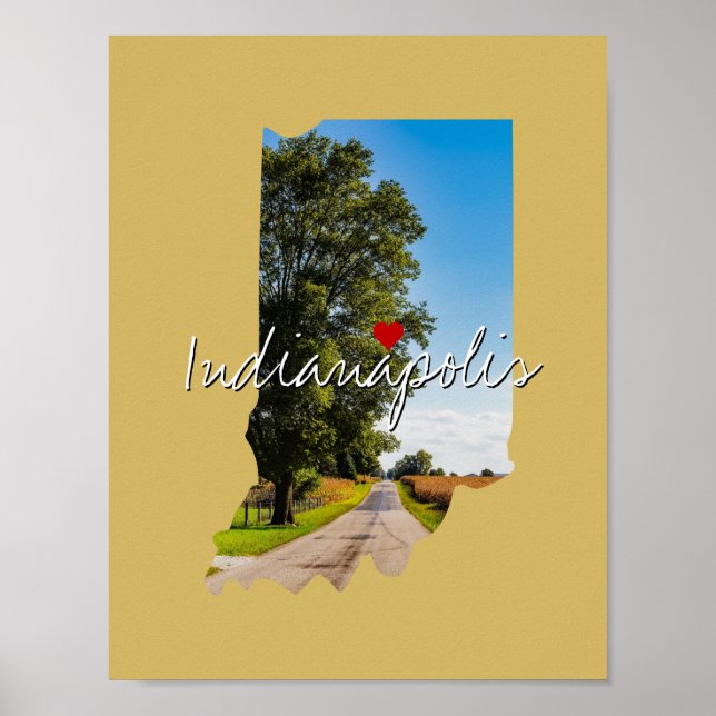Indiana Staat Foto-Beilage und Ortsname Poster (Vorne)