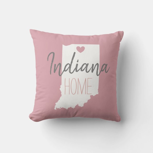 Indiana Staat Karte Liebe Zuhause werfen Kissen (Vorderseite)