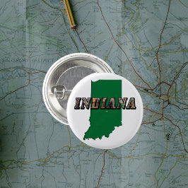 Indiana Staat Map Green Kontur & Foto Text Button