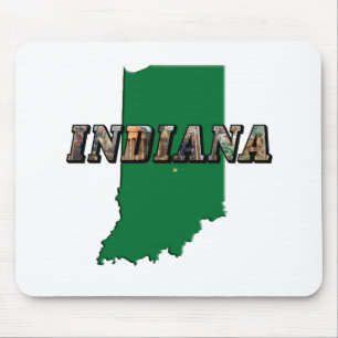 Indiana Staat Map Green Kontur & Foto Text Mousepad