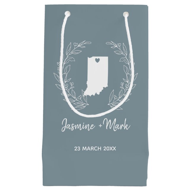 Indiana Staat Silhouette Hochzeitstag Kleine Geschenktüte (Vorderseite)