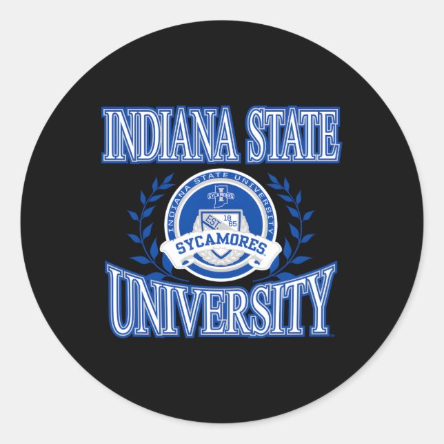 Indiana Staat Sycamores Laurels Offical Runder Aufkleber (Vorderseite)