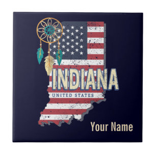 Indiana Staat United Staaten Retro Map Vintag USA Fliese