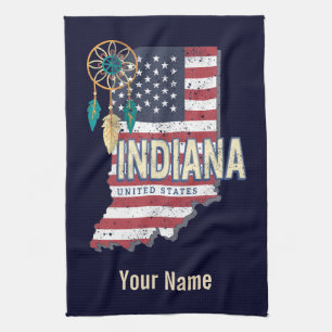 Indiana Staat United Staaten Retro Map Vintag USA Geschirrtuch