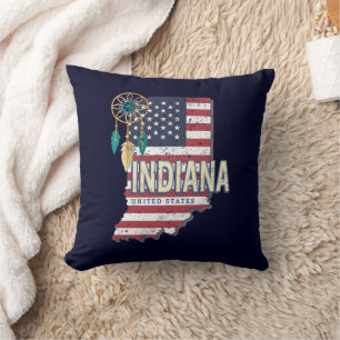 Indiana Staat United Staaten Retro Map Vintag USA Kissen