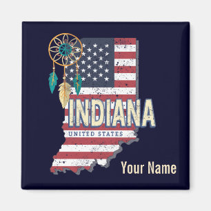 Indiana Staat United Staaten Retro Map Vintag USA Magnet