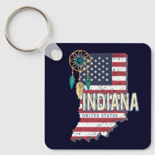 Indiana Staat United Staaten Retro Map Vintag USA Schlüsselanhänger
