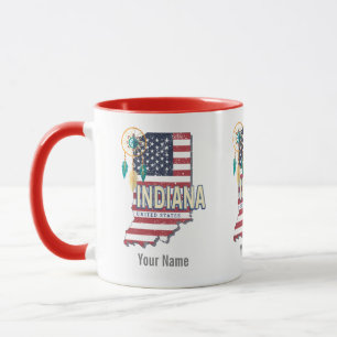 Indiana Staat United Staaten Retro Map Vintag USA Tasse